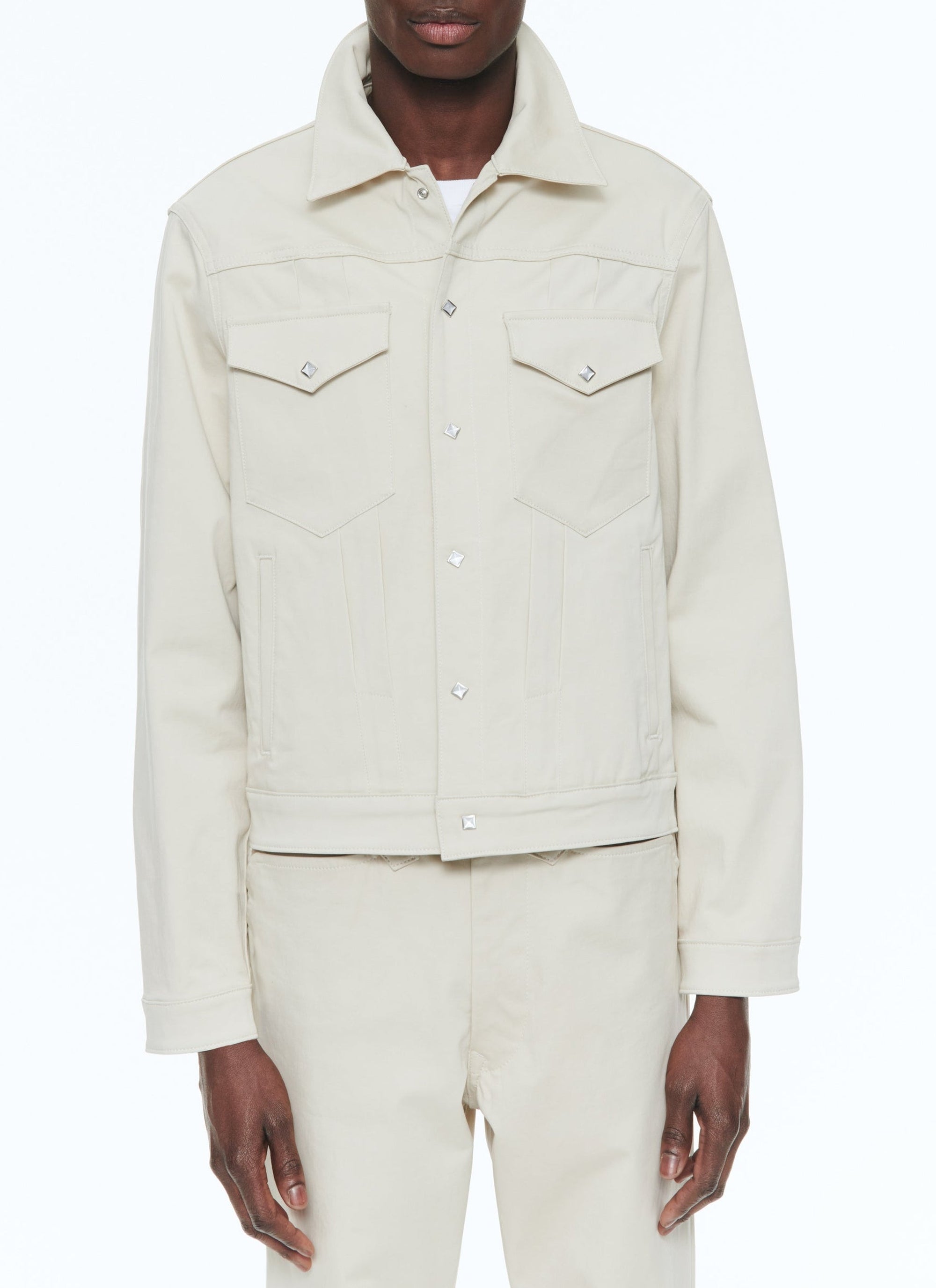 Western jacket in cotton satin - Ficelle