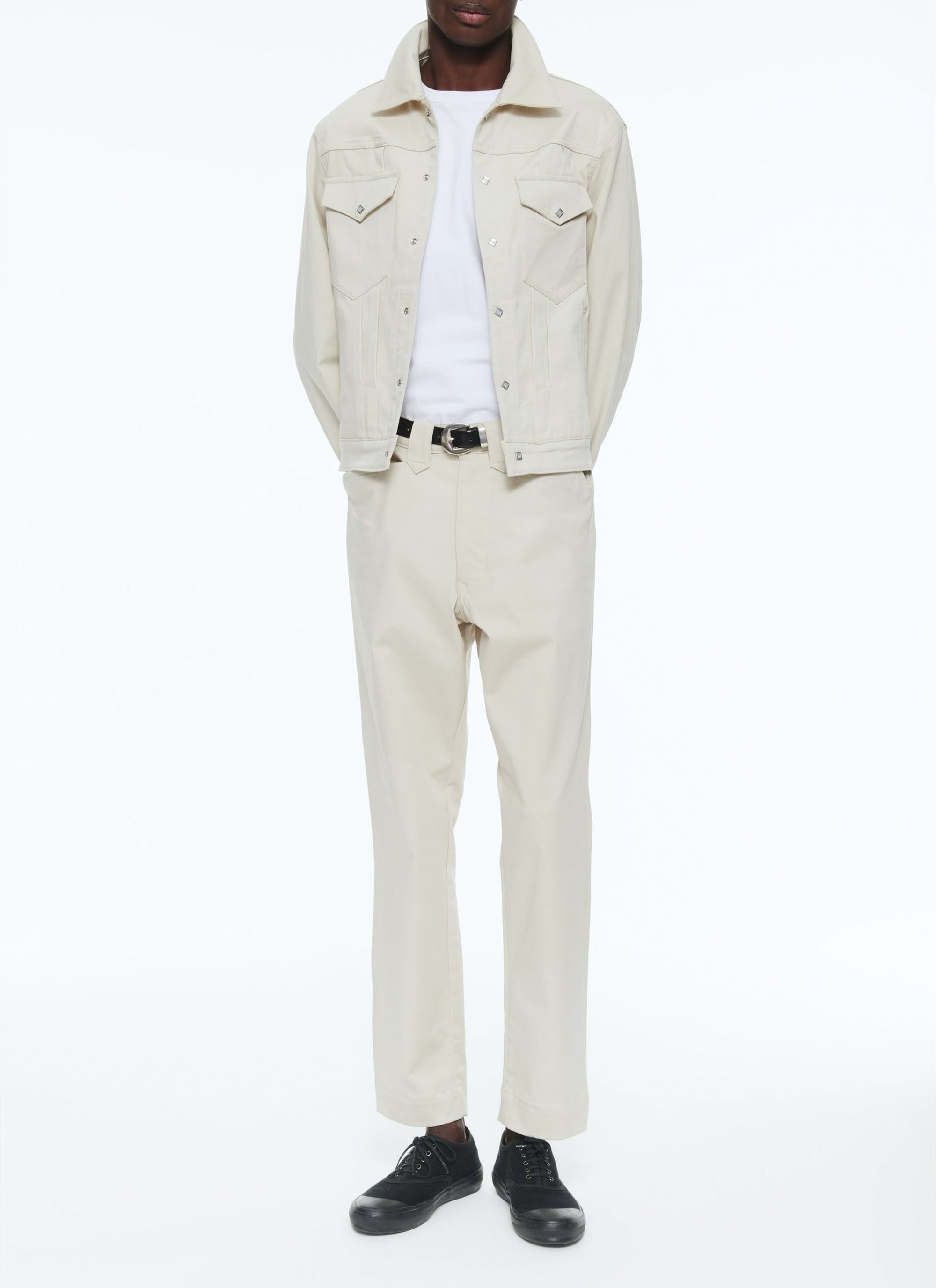 Western jacket in cotton satin - Ficelle