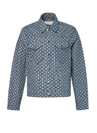 Blouson en serge de coton à imprimé cordes - Bleu Marine