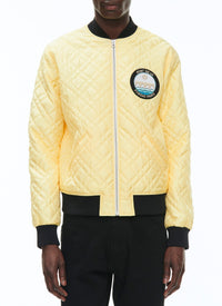 Quilted satin patch jacket - Pale yellow