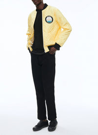 Quilted satin patch jacket - Pale yellow