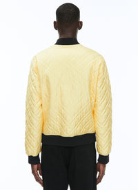 Quilted satin patch jacket - Pale yellow