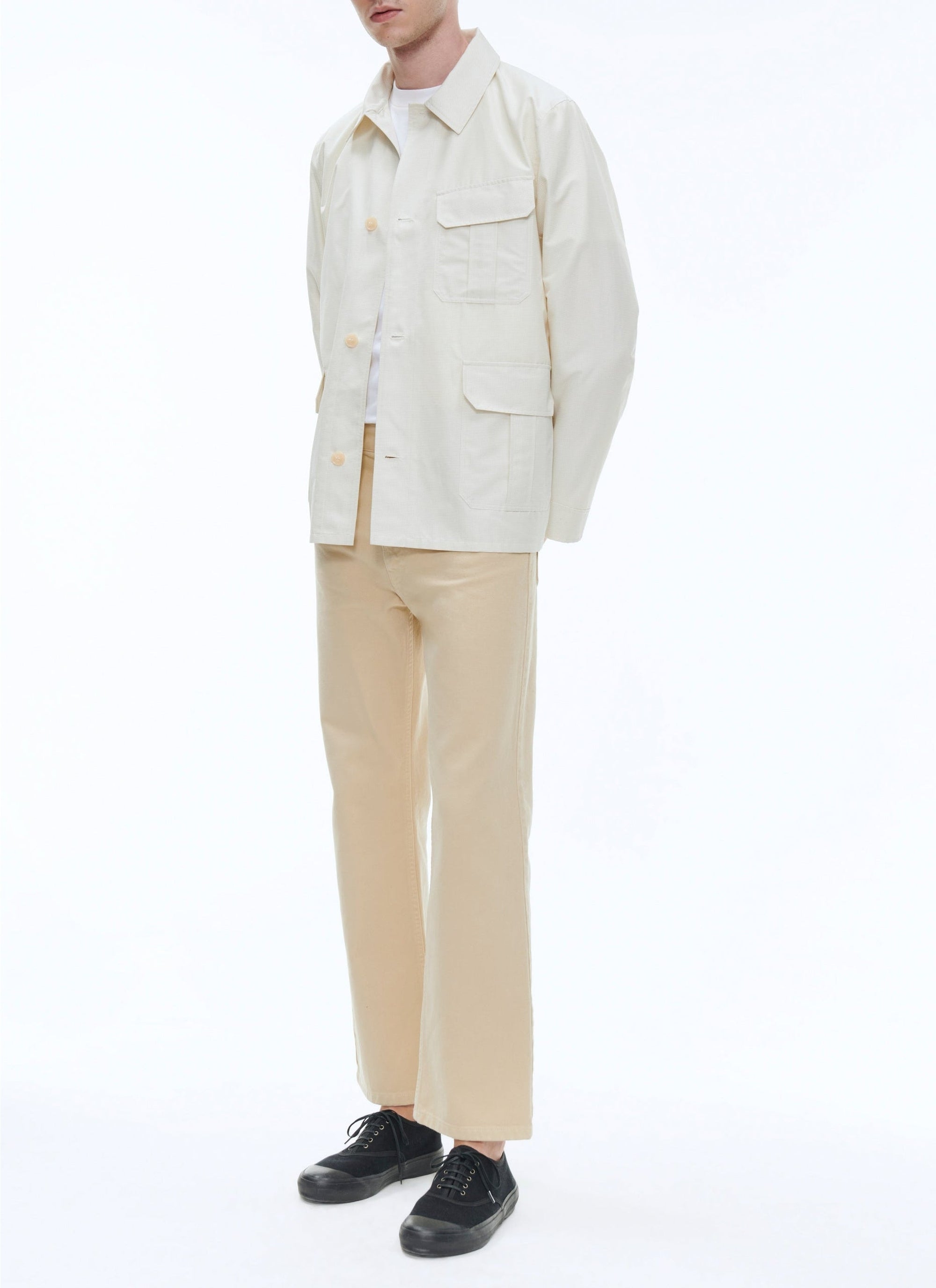 Veste boutonnée à carreaux - Écru