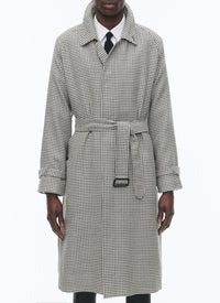 Manteau long à ceinture en laine - Écru