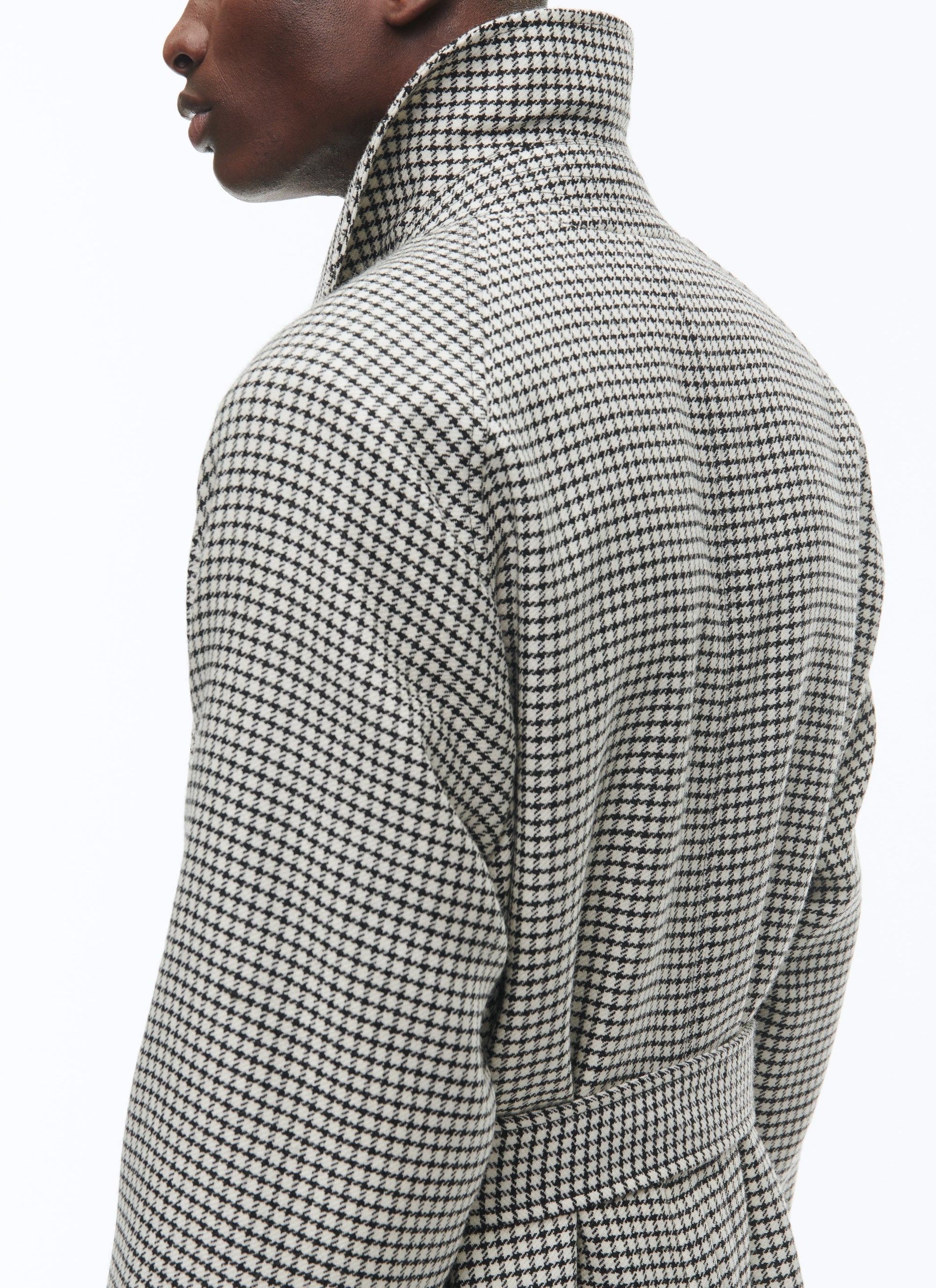 Manteau long à ceinture en laine - Écru