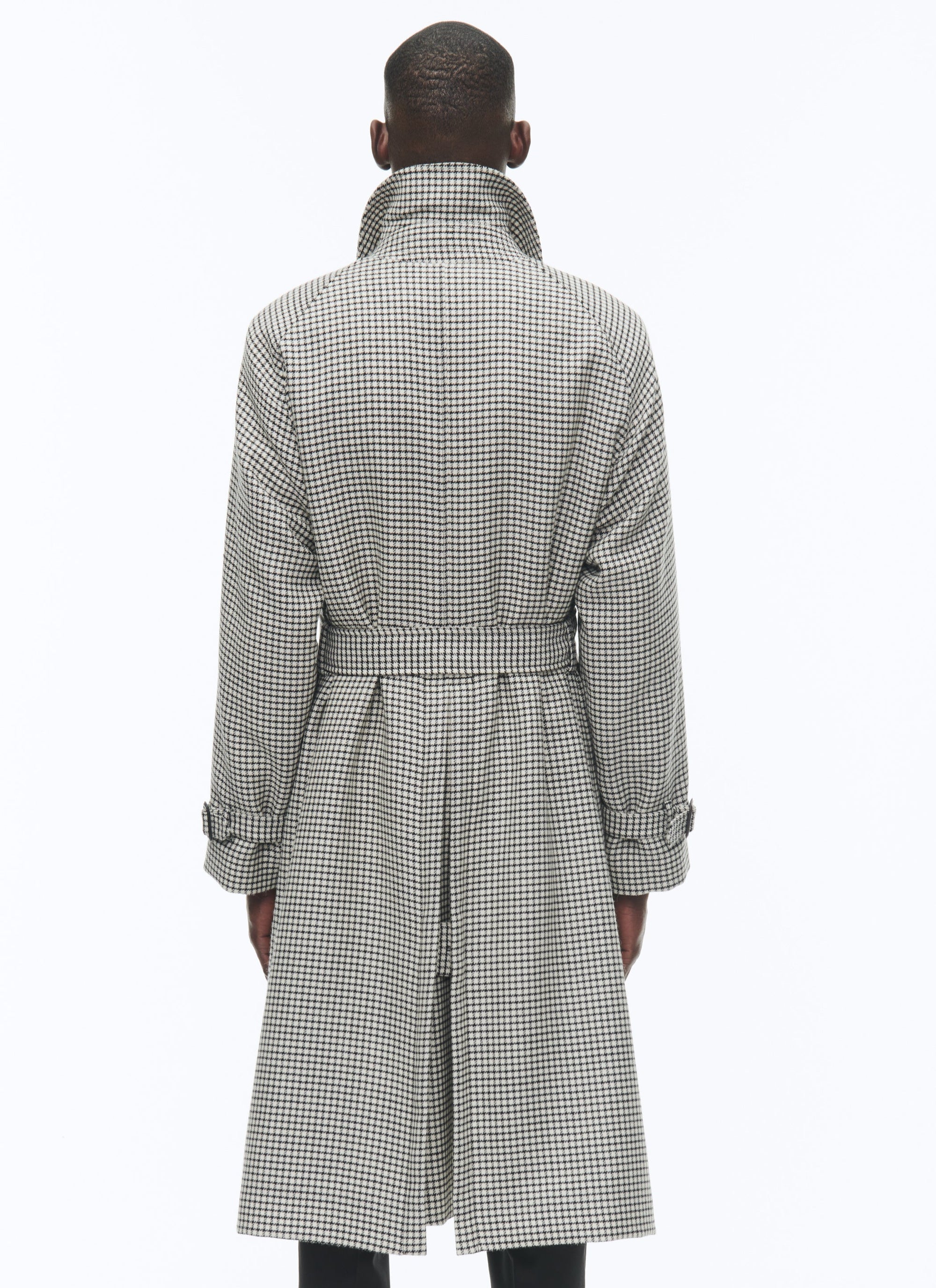 Manteau long à ceinture en laine - Écru