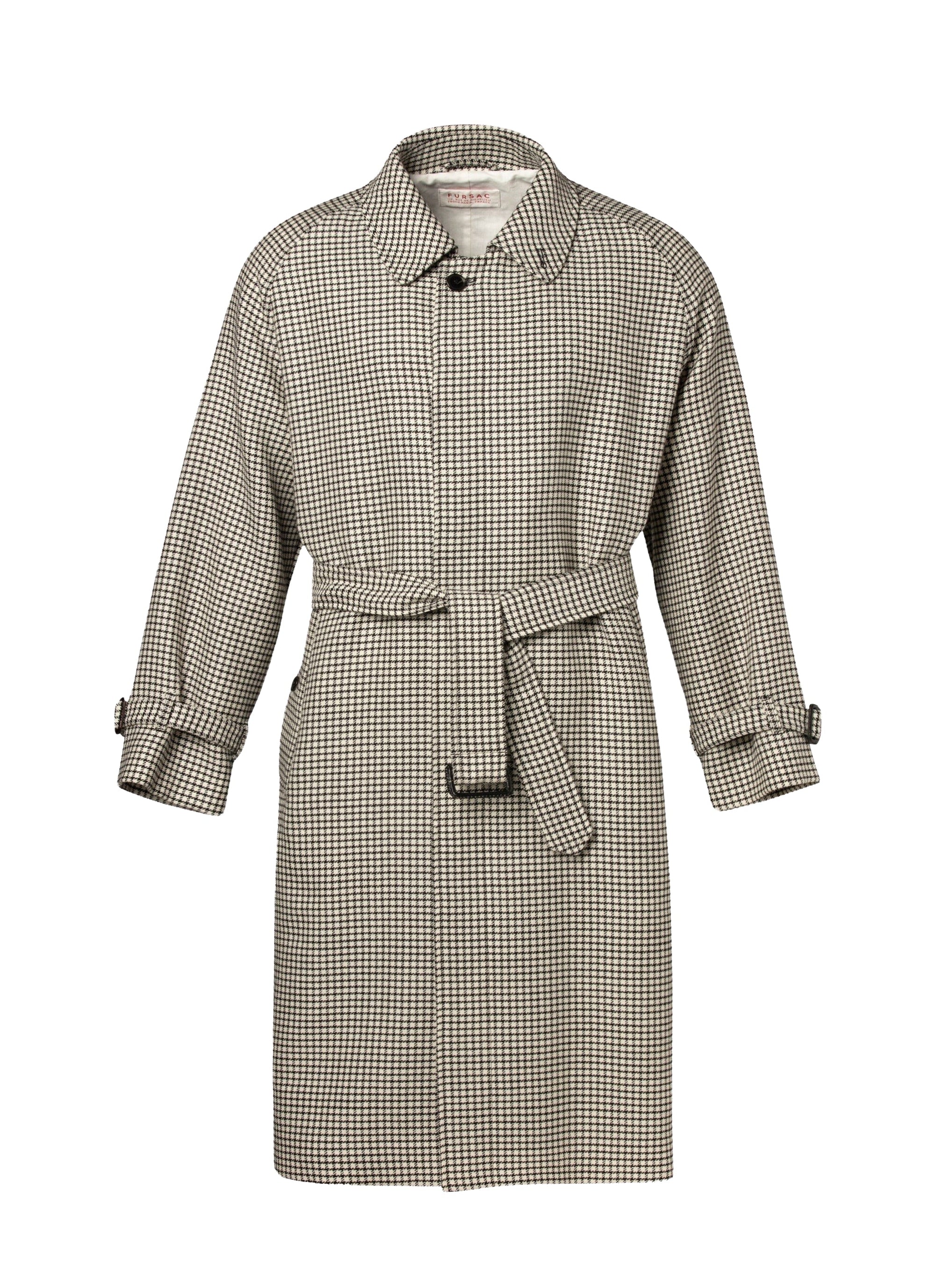 Manteau long à ceinture en laine - Écru