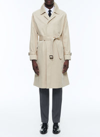 Long coat with cotton twill waistband - Ficelle