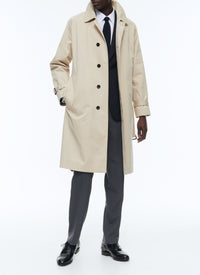 Long coat with cotton twill waistband - Ficelle
