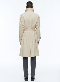 Long coat with cotton twill waistband - Ficelle