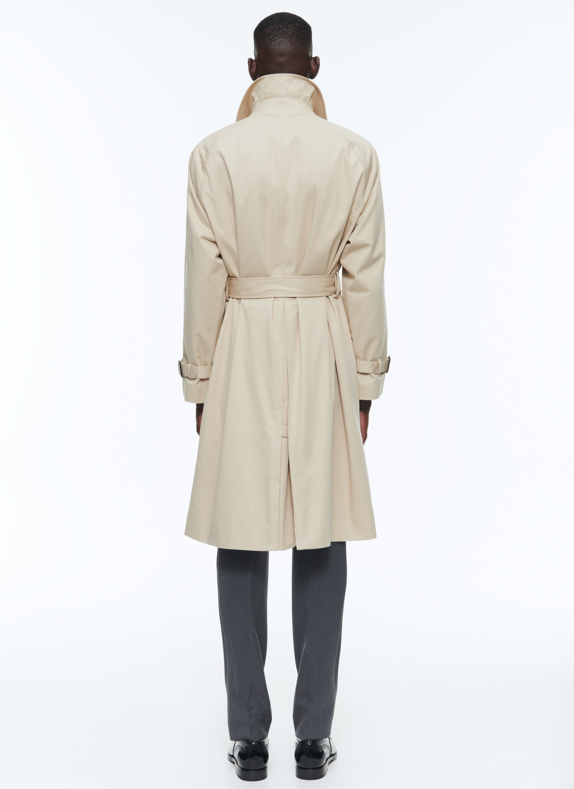 Long coat with cotton twill waistband - Ficelle