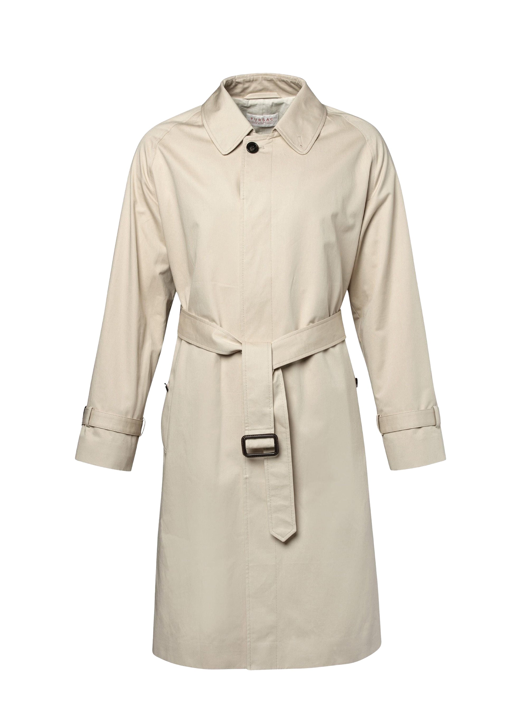 Long coat with cotton twill waistband - Ficelle