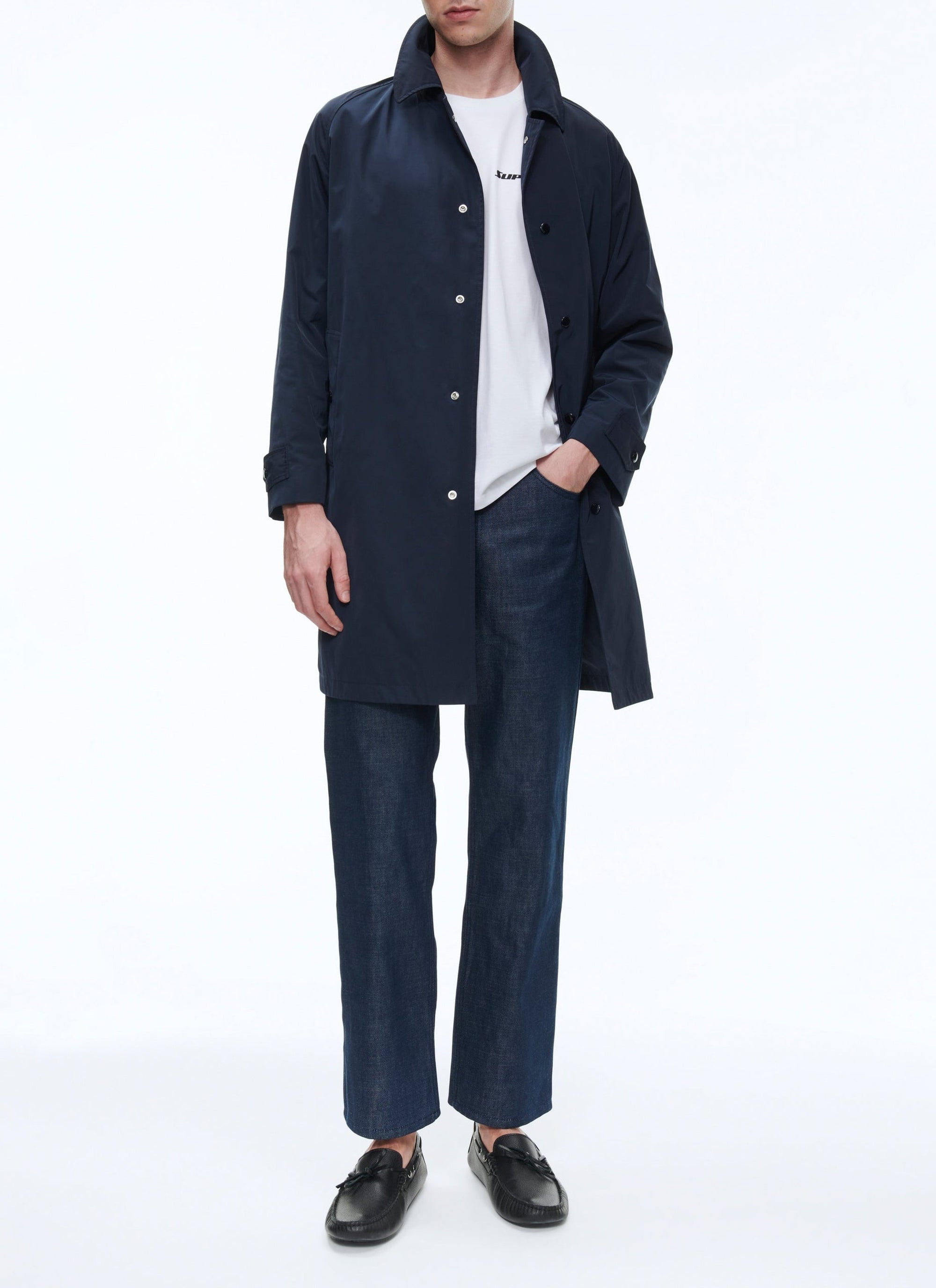 Manteau Balmacaan déperlant - Bleu marine