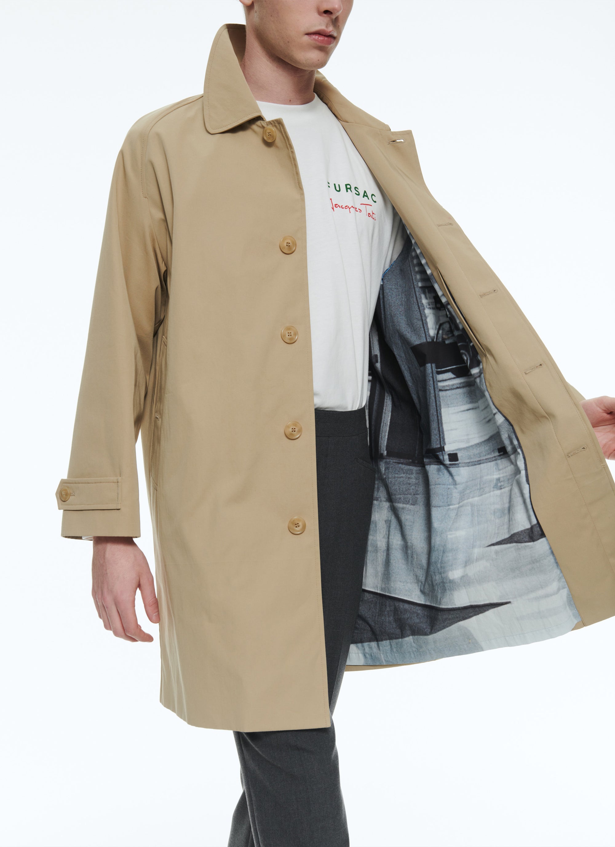 Jacques Tati Trench coat in cotton twill - Beige