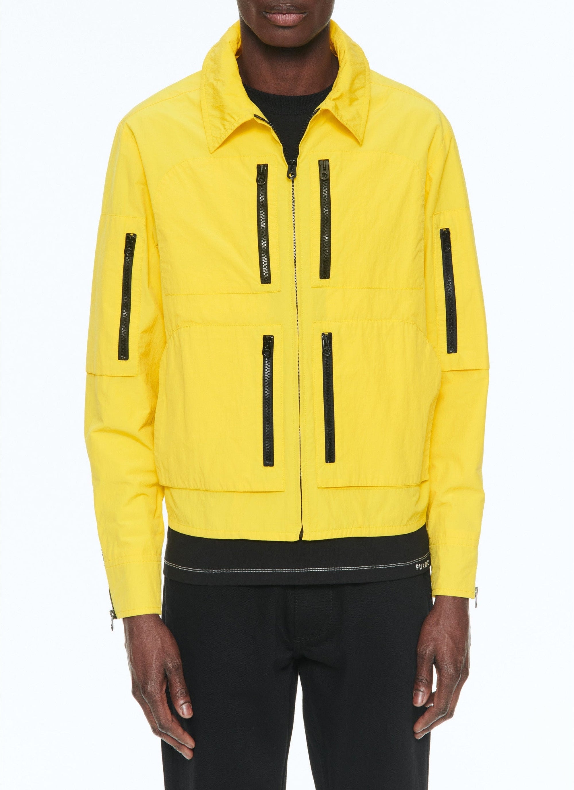 Blouson multi-poches à col chemise - Jaune