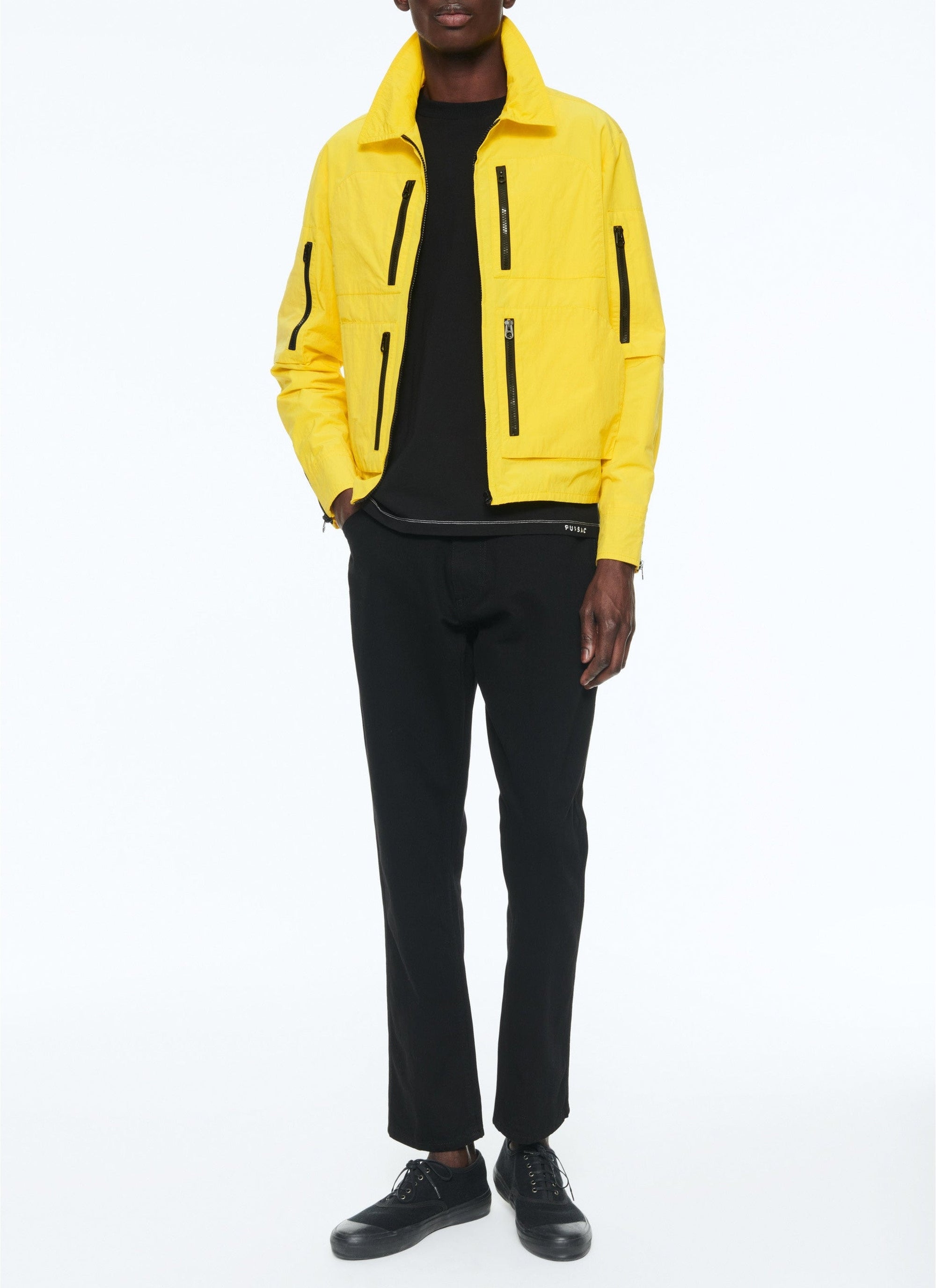 Blouson multi-poches à col chemise - Jaune