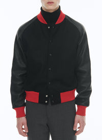 Blouson à manches raglan en cuir - Noir