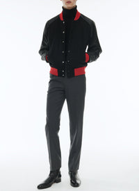 Blouson à manches raglan en cuir - Noir