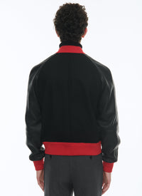 Blouson à manches raglan en cuir - Noir