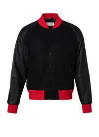 Blouson à manches raglan en cuir - Noir