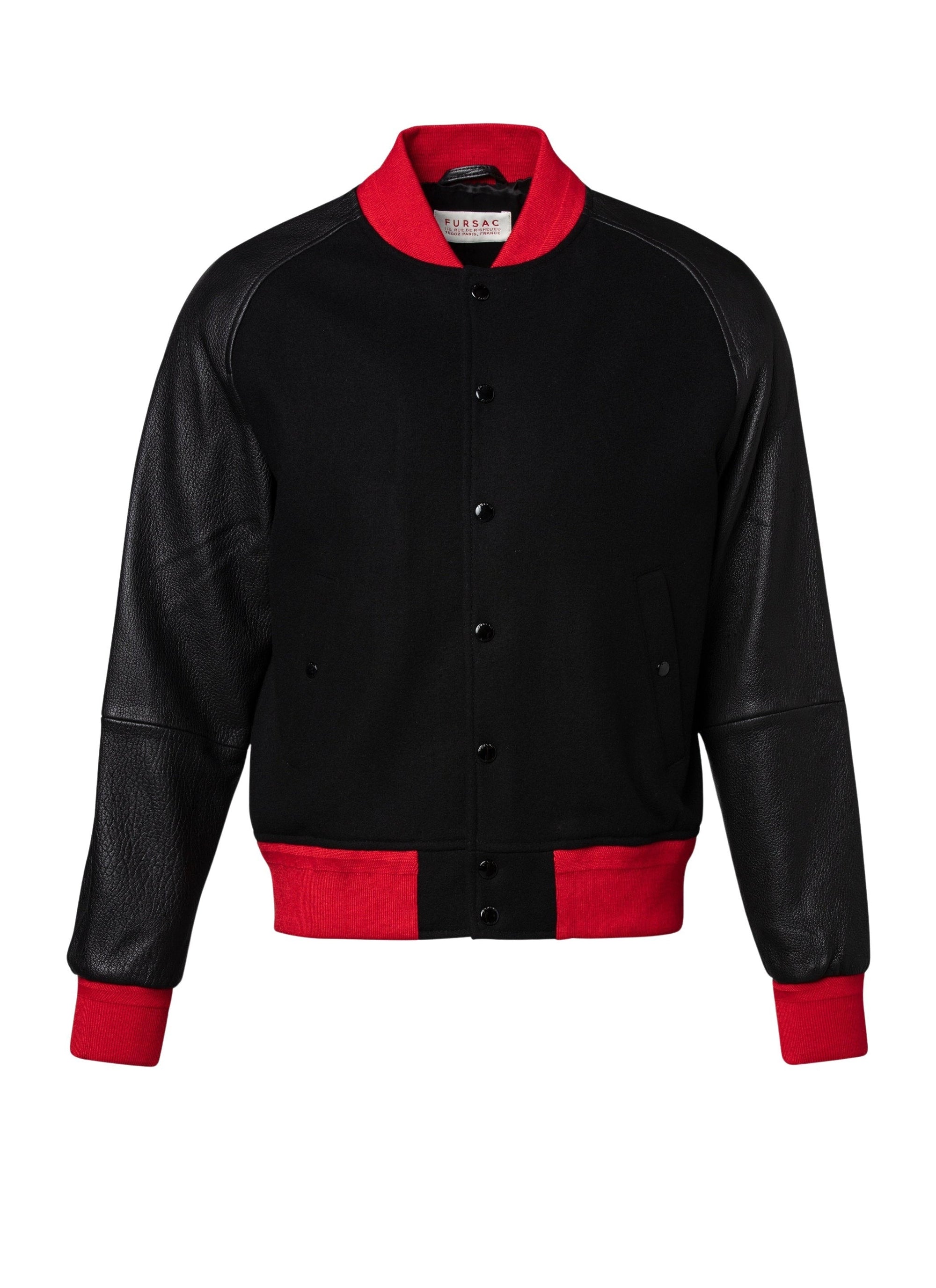 Blouson à manches raglan en cuir - Noir