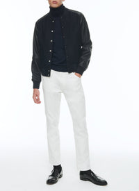 Blouson à manches raglan en cuir - Marine