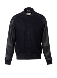 Blouson à manches raglan en cuir - Marine
