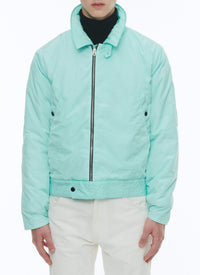 Blouson en toile technique froissée - Bleu glacier