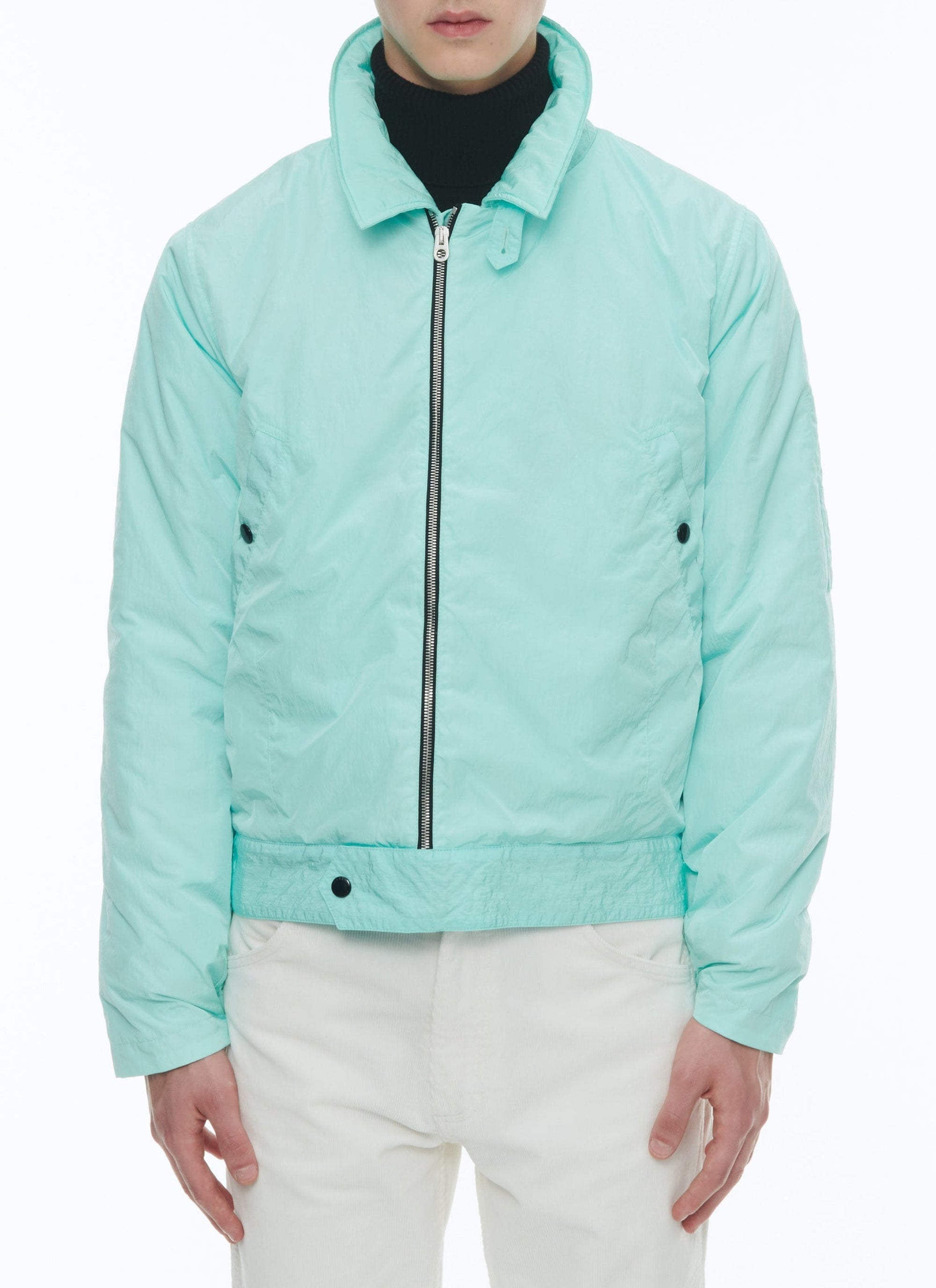 Blouson en toile technique froissée - Bleu glacier