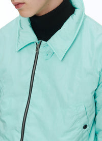 Blouson en toile technique froissée - Bleu glacier