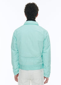 Blouson en toile technique froissée - Bleu glacier
