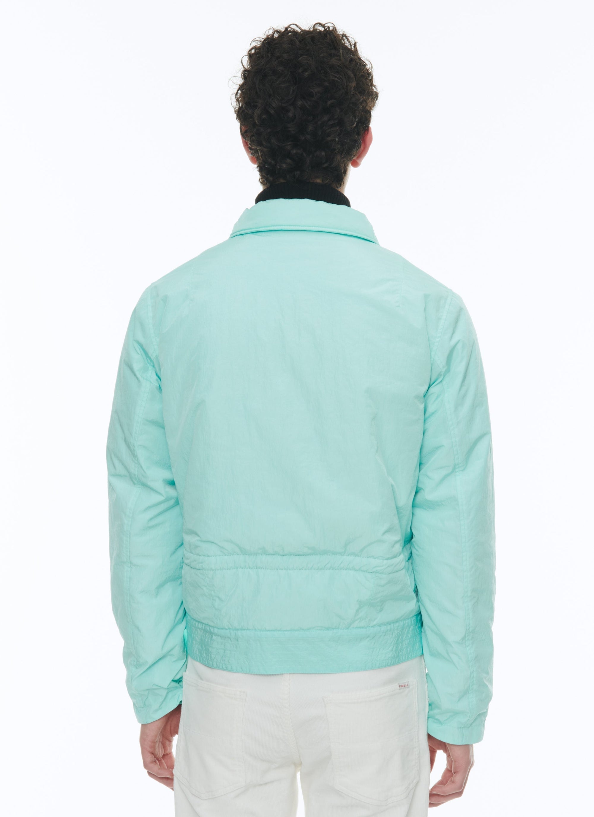 Blouson en toile technique froissée - Bleu glacier