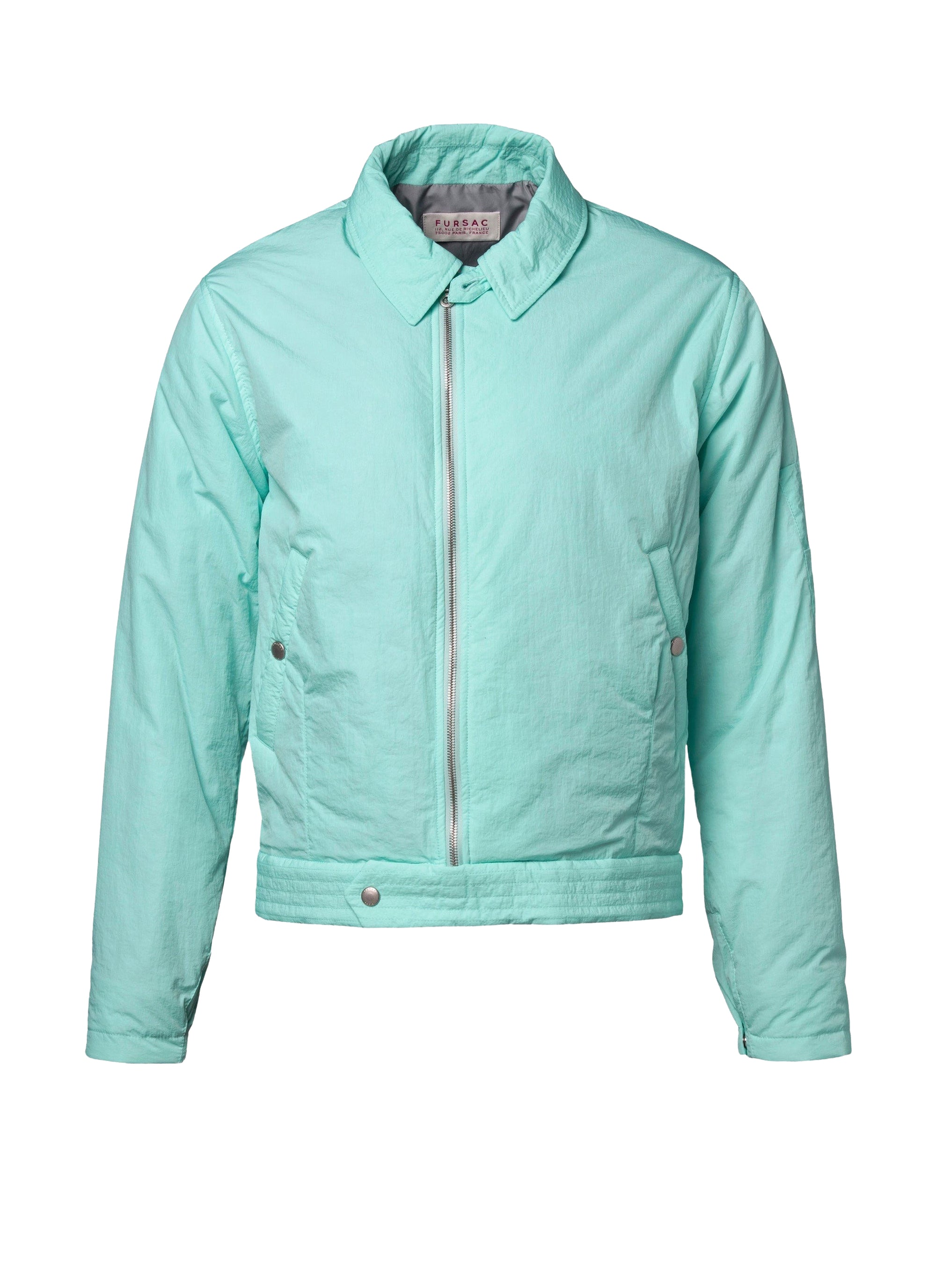 Blouson en toile technique froissée - Bleu glacier