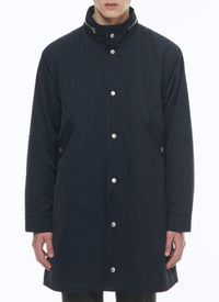 Quilted fishtail parka with stand-up collar - Navy blue