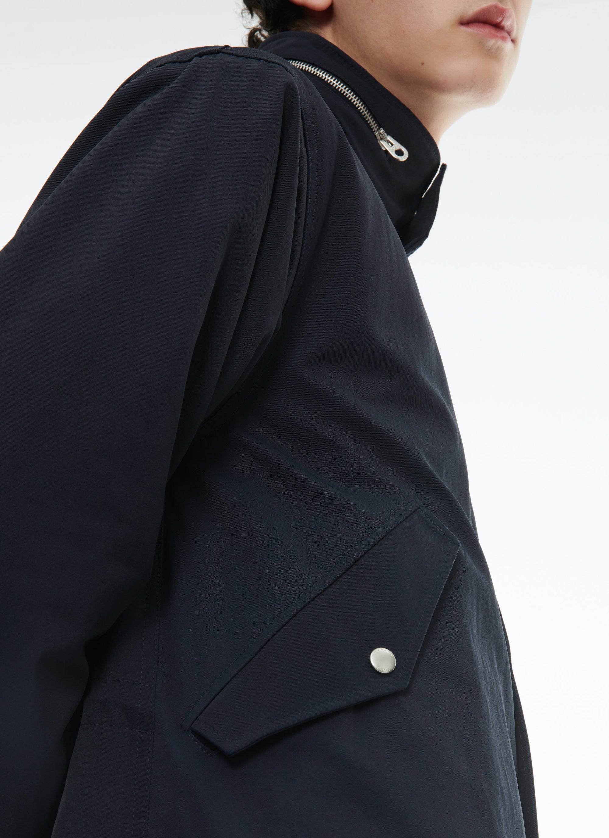 Quilted fishtail parka with stand-up collar - Navy blue