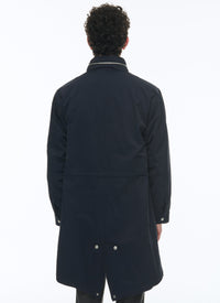 Quilted fishtail parka with stand-up collar - Navy blue