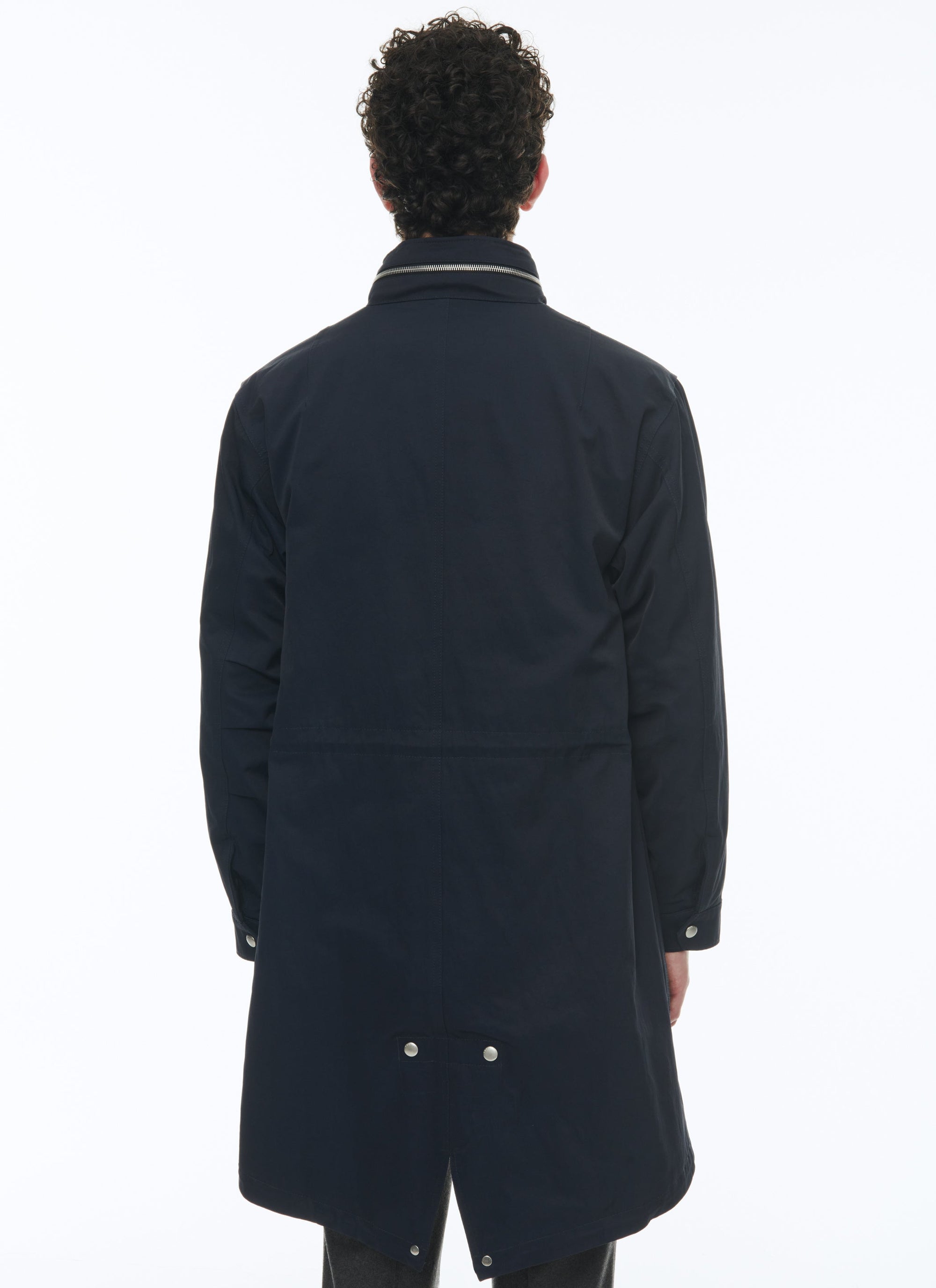 Quilted fishtail parka with stand-up collar - Navy blue
