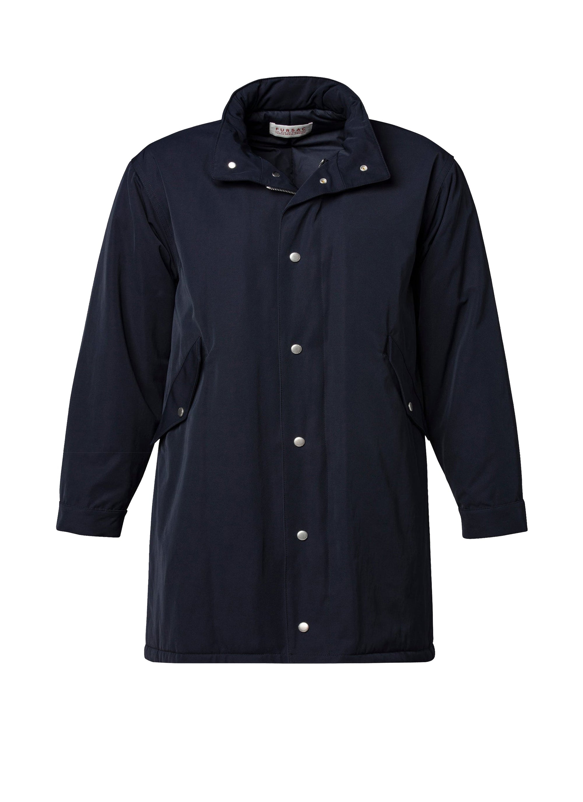 Quilted fishtail parka with stand-up collar - Navy blue
