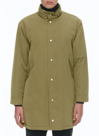 Quilted fishtail parka with stand-up collar - Olive green
