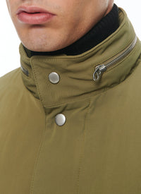 Quilted fishtail parka with stand-up collar - Olive green