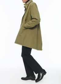 Quilted fishtail parka with stand-up collar - Olive green