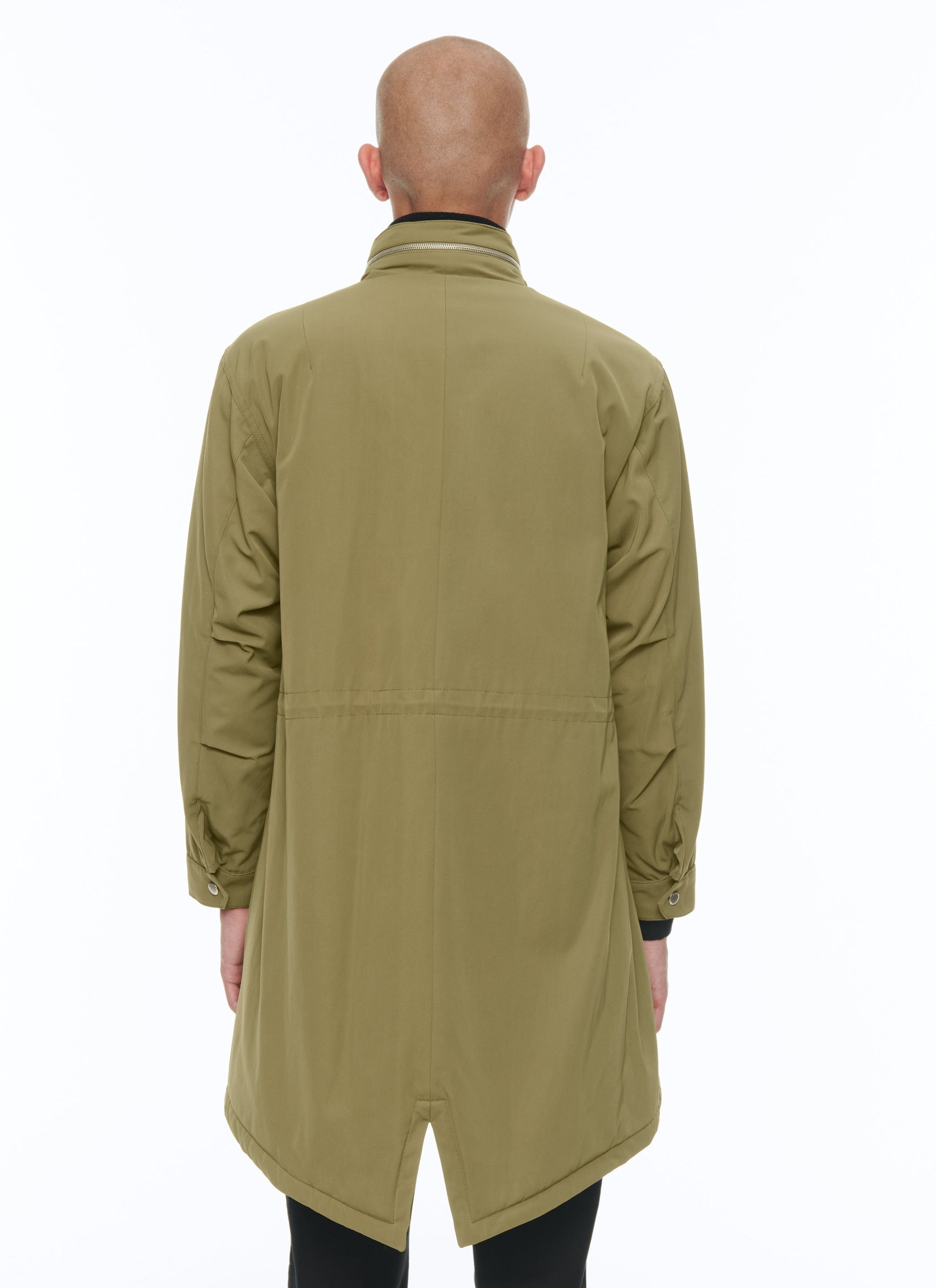 Quilted fishtail parka with stand-up collar - Olive green