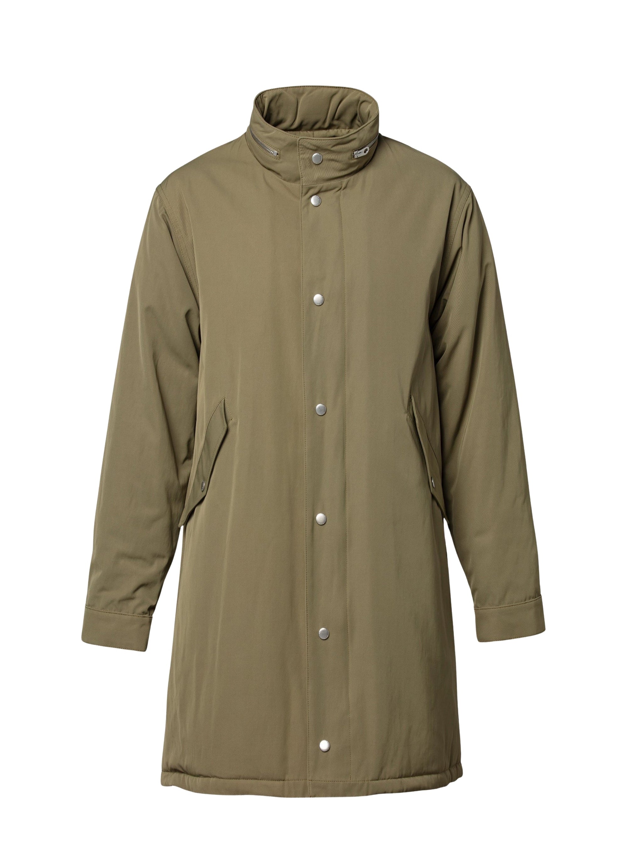 Quilted fishtail parka with stand-up collar - Olive green