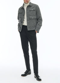 Veste multi-poches en laine - Gris Chiné