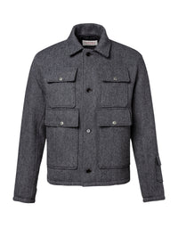 Veste multi-poches en laine - Gris Chiné