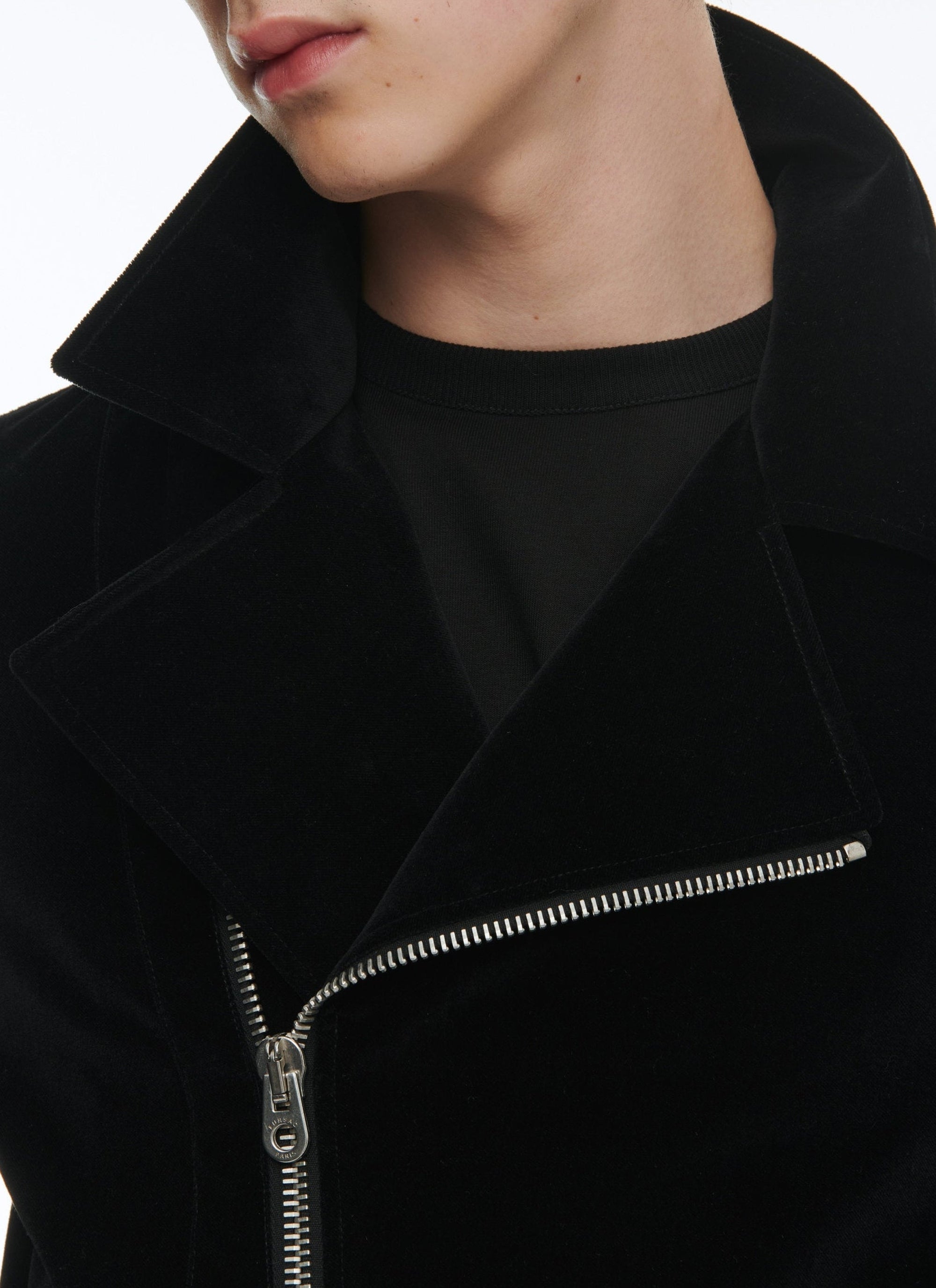 Blouson zippé en velours - Noir