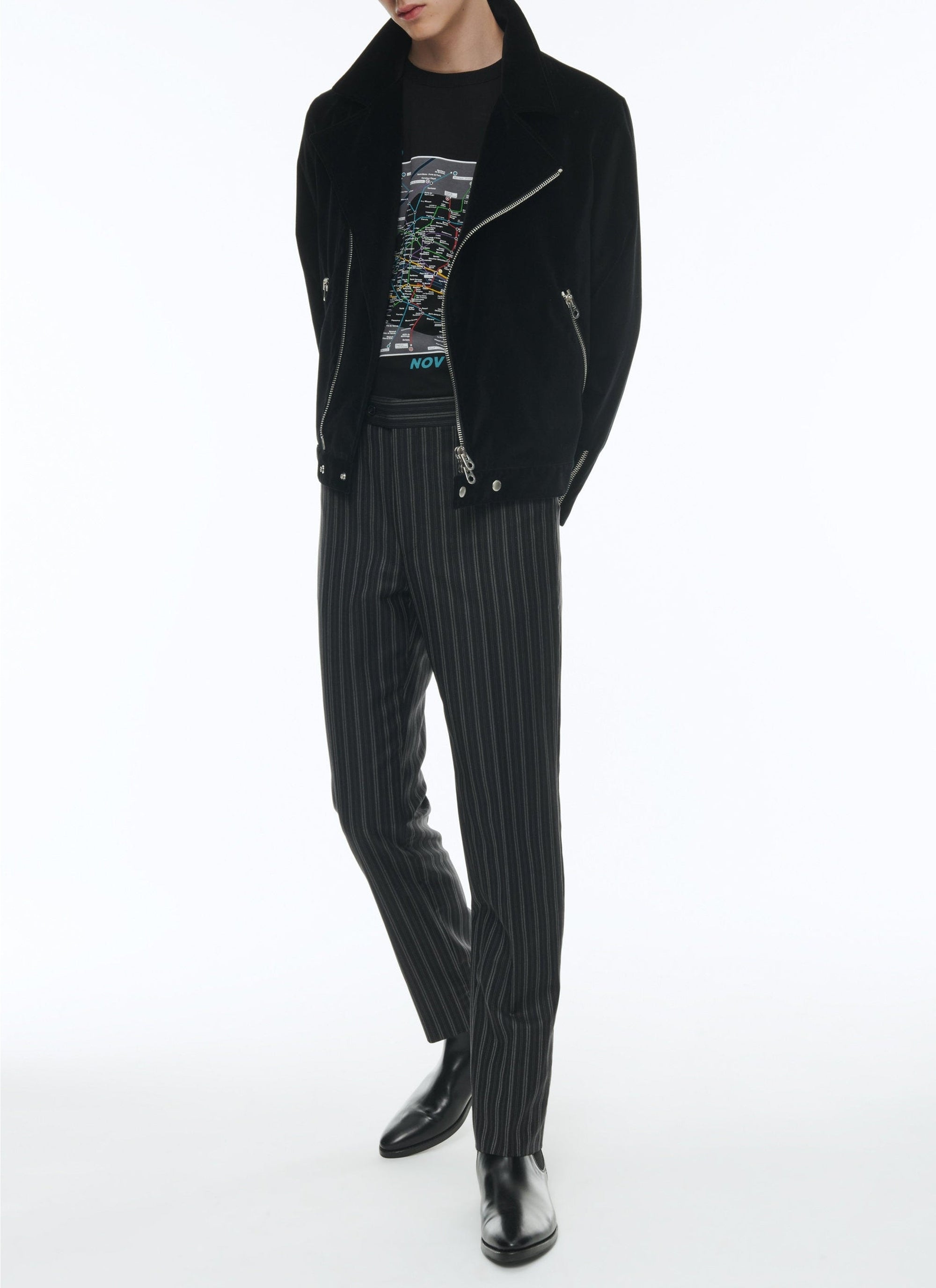 Blouson zippé en velours - Noir