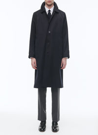 Manteau à col chemise en laine - Marine