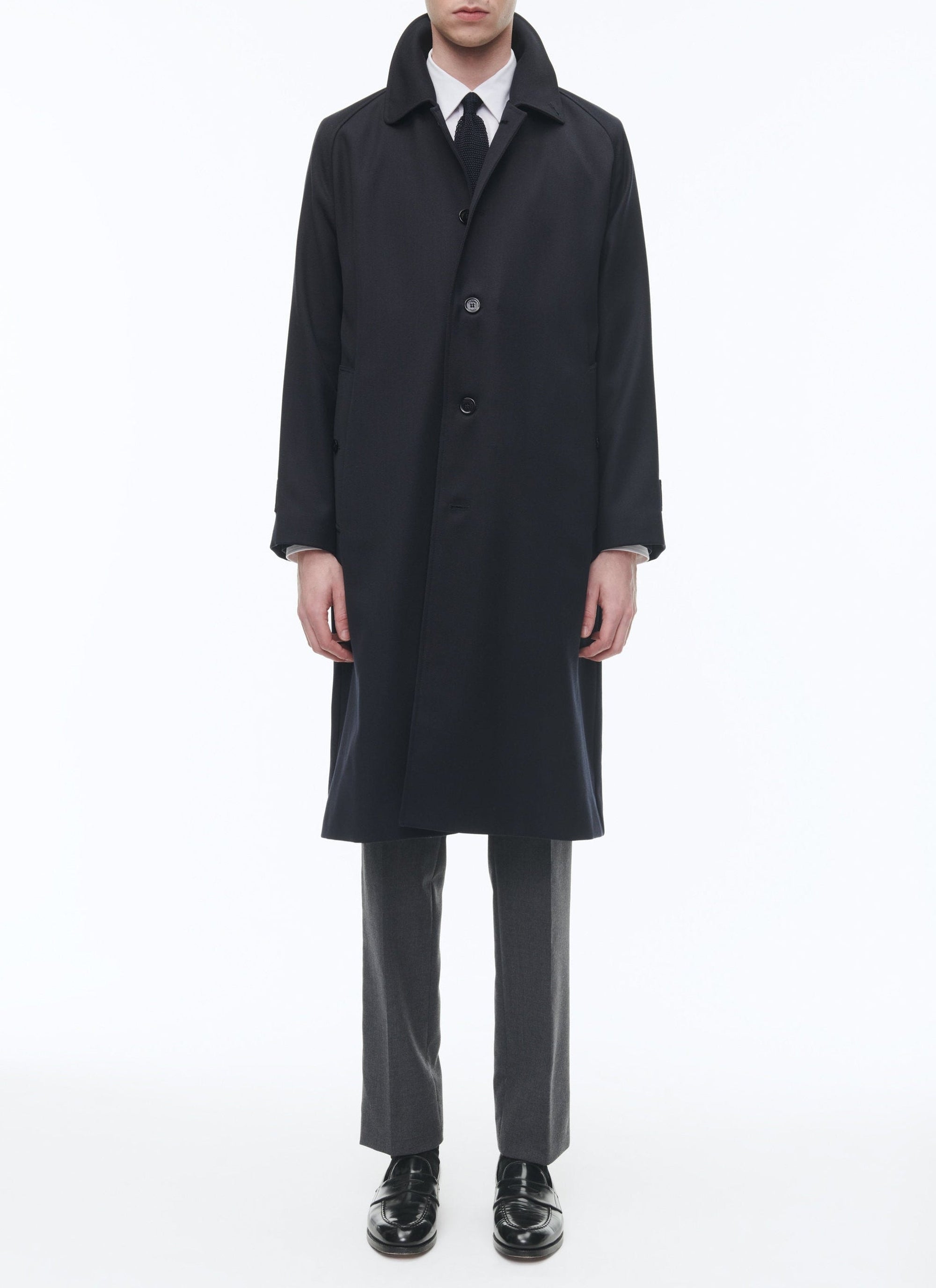 Manteau à col chemise en laine - Marine