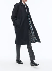 Manteau à col chemise en laine - Marine